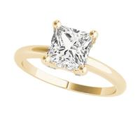 JTC LTD IGI Certified D/VS Princess Cut Lab Grown Diamond Solitaire Engagement Promise Ring | 18K Yellow Hidden Halo Gold Ring | Gift for Her | 2.00Ct-I