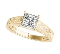 JTC LTD IGI Certified D/VS Princess Cut Lab Grown Diamond Solitaire Engagement Propose Ring | 18K Yellow Gold Ring | Surprise Gift for Her | 0.50Ct-O