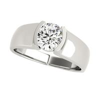 JTC LTD IGI Certified D/VS Round Cut Lab Grown Diamond Half Bezel Set Promise Ring for Her | 9K White Gold Ring | Birthday Gift | 1.50Ct-K