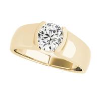 JTC LTD IGI Certified D/VS Round Cut Lab Grown Diamond Half Bezel Set Promise Ring for Her | 9K Yellow Gold Ring | Birthday Gift | 0.75Ct-N