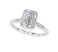 JTC LTD IGI Certified Emerald Cut Lab-Grown Diamond Bezel Set Solitaire Engagement Ring 9K White Gold Ring | Best Birthday Gift for Women | 0.20Ct-O