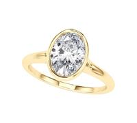 JTC LTD IGI Certified Oval Cut D/VS Lab Grown Diamond Solitaire Bezel Set Engagement Propose Ring | 18K Yellow Gold Ring | Surprise Gift for Her | 0.50Ct-O