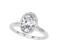 JTC LTD IGI Certified Oval Cut D/VS Lab Grown Diamond Solitaire Bezel Set Engagement Propose Ring | 18K White Gold Ring | Surprise Gift for Her | 0.20Ct-I
