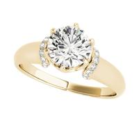 JTC LTD IGI Certified Round Cut D/VS Lab Grown Diamond Wedding Ring for Her | 9K Yellow Gold Ring | Side Stone Diamond Ring | 2.00Ct-M