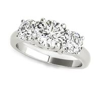 JTC LTD Lab Grown 0.50 Carat Diamond Three Stone Ring in 9K White Gold Trilogy Engagement Ring for Women Size S