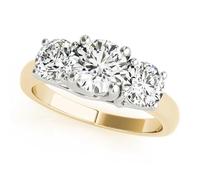 JTC LTD Lab Grown 0.50 Carat Diamond Three Stone Ring in 9K Yellow Gold Trilogy Engagement Ring for Women Size N