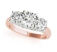 JTC LTD Lab Grown 1 Carat Diamond Three Stone Ring in 9K Rose Gold Trilogy Engagement Ring for Women Size R
