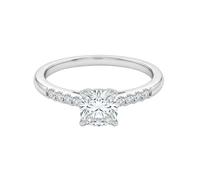 JTC LTD Lab Grown Diamond Engagement Ring for Women | Round Solitaire with Side Stone | 0.25ct to 0.50ct Diamond | Solid Gold 9K/18K, Platinum or Silver | Modern Style Ring | Slim Promise Ring