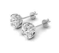 JTC LTD Lab-Grown Round Cut Diamond Stud Earrings for Women, 0.10Ct to 2.00Ct, 4-Claw Setting, Handcrafted in UK, 9K Gold (White, Yellow, Rose), Hallmarked, Push Back (9K White Gold, 0.25Carat)