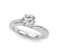 JTC LTD Luxurious Platinum Engagement Ring | 0.75ct Solitaire Lab Round with Side Stone Ring | Hidden Halo Design | Channel Set | Elegant Occasion Jewellery | Size-Q
