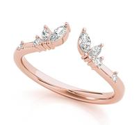 JTC LTD Marquise and Round Cut Lab Grown Diamond Ring | Prong Pave Set Wedding Ring in 18K Rose Gold | Luxury Jewellery | Size-N
