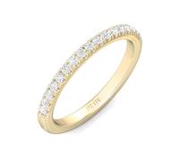 JTC LTD Natural Diamond Half Eternity Ring for Women in 9K White, Yellow or Rose Gold Stackable Micro Pavé Wedding Band or Anniversary Ring - Handmade in UK (0.40 Carat, Yellow Gold, SIZE: L)