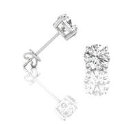 JTC LTD Natural Diamond Stud Earring for Women | Solitaire Round Brilliant Cut Diamond Claw Set Stud Earrings | FG Color and SI Clarity | White Yellow Rose Gold | Push Back (White Gold, 0.33 Carat)