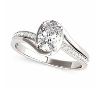 JTC LTD Oval Cut Bypass Lab Grown Diamond Engagement Ring For Women | 1.00Ct CVD Diamond |9K White Gold| Size-H