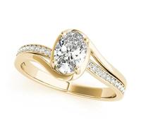 JTC LTD Oval Cut Bypass Lab Grown Diamond Engagement Ring For Women | 1.00Ct CVD Diamond |9K Yellow Gold| Size-R
