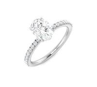 JTC LTD Oval Cut Lab Grown Diamond Engagement Ring | 925 Sterling Silver | Hidden Halo Ring | Pave Set | 0.75Ct-L