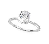 JTC LTD Oval Lab Grown Diamond Engagement Ring | 9K White Gold | Hidden Halo Ring | Pave Set | Gift for Women | UK Hallmarked | 1.00Ct-T