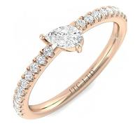 JTC LTD Pear Lab Grown Diamond Promise Ring with Cross Over Side Stones D VVS 18K Rose Gold 2.00Ct-I