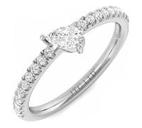 JTC LTD Pear Lab Grown Diamond Promise Ring with Cross Over Side Stones D VVS 18K White Gold 2.00Ct-O