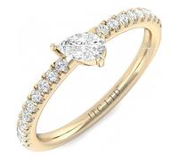 JTC LTD Pear Lab Grown Diamond Promise Ring with Cross Over Side Stones D VVS 18K Yellow Gold 5.00Ct-P