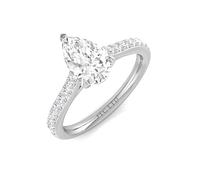 JTC LTD Pear-Shaped Lab Grown Diamond Engagement Ring | Pavé Side Stone Solitaire Design D/VVS 18K White Gold 5.00Ct-N
