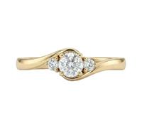 JTC LTD Round Cut Lab Grown Diamond 3-Stone Promise Ring for Women | D/VVS Diamond | Trilogy Design 18K Yellow Gold 1.00Ct-L
