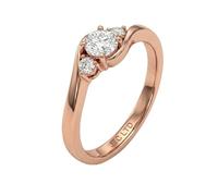 JTC LTD Round Cut Lab Grown Diamond 3-Stone Promise Ring for Women | D/VVS Diamond | Trilogy Design 18K Rose Gold 5.00Ct-L