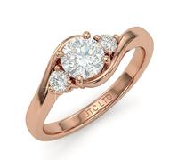 JTC LTD Round Cut Lab Grown Diamond 3-Stone Promise Ring for Women | D/VVS Diamond | Trilogy Design 9K Rose Gold 0.50Ct-R