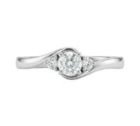 JTC LTD Round Cut Lab Grown Diamond 3-Stone Promise Ring for Women | D/VVS Diamond | Trilogy Design 9K White Gold 2.00Ct-I