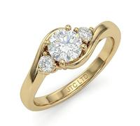 JTC LTD Round Cut Lab Grown Diamond 3-Stone Promise Ring for Women | D/VVS Diamond | Trilogy Design 9K Yellow Gold 1.00Ct-Q