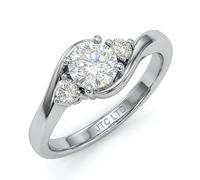 JTC LTD Round Cut Lab Grown Diamond 3-Stone Promise Ring for Women | D/VVS Diamond | Trilogy Design Silver 0.50Ct-P