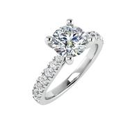 JTC LTD Solitaire Engagement Ring with Round Brilliant Lab Grown Diamond | Side Stone Accent | 9K White Gold | Prong Set Solitaire Ring Gift for Her | 0.50Ct-O