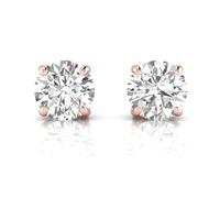 JTC LTD Stud Earring 100% Natural Round Diamond Claw Set Solitaire Stud Earrings For Women, Classic Solitaire Stud Earrings (Rose Gold, 0.5ct)