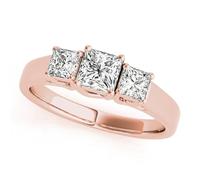 JTC LTD Three Stone Lab Grown Diamond Engagement Ring | Princess Cut Centre Side Stone Accents | 18K Rose Gold | Promise or Proposal Ring | 2.50Ct-S
