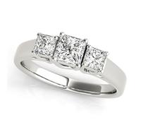 JTC LTD Three Stone Lab Grown Diamond Engagement Ring | Princess Cut Centre Side Stone Accents | 18K White Gold | Promise or Proposal Ring | 2.00Ct-S