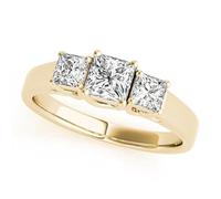 JTC LTD Three Stone Lab Grown Diamond Engagement Ring | Princess Cut Centre Side Stone Accents | 9K Yellow Gold | Promise or Proposal Ring | 3.00Ct-S