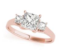 JTC LTD Three Stone Lab Grown Diamond Engagement Ring | Princess Cut Centre with Side Accents | 18K Rose Gold | Prong Set Proposal Promise Ring | 2.00Ct-S
