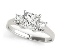 JTC LTD Three Stone Lab Grown Diamond Engagement Ring | Princess Cut Centre with Side Accents | Platinum | Prong Set Proposal Promise Ring | 1.00Ct-S