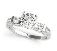 JTC LTD Three Stone Lab Grown Diamond Engagement Ring | Round Cut Centre with Pave Set Side Stones | 9K White Gold | Promise Ring for Women | Trilogy Design | 2.50Ct-R