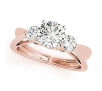 JTC LTD Three Stone Lab Grown Diamond Engagement Ring | Round Cut Centre with Side Accents | 18K Rose Gold Prong Set Trilogy Design | Gift for Her | 0.50Ct-R