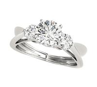 JTC LTD Three Stone Lab Grown Diamond Engagement Ring | Round Cut Centre with Side Accents | 18K White Gold Prong Set Trilogy Design | Gift for Her | 0.50Ct-K