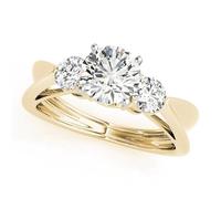 JTC LTD Three Stone Lab Grown Diamond Engagement Ring | Round Cut Centre with Side Accents | 9K Yellow Gold Prong Set Trilogy Design | Gift for Her | 2.50Ct-K