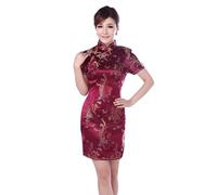 JTC Women's Dragon & Phoenix Brocade Chinese Mini Dress Qipao Cheongsam