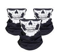 JTDEAL 3 PCS Skull Face Cover, Breathable Skulls Face Protectors, Half Cover Skeleton Shield, Black Seamless Skull Balaclava for Motorcycle Bike Hiking Ski Halloween