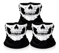 JTDEAL 3 PCS Skull Face Cover, Breathable Skulls Face Protectors, Half Cover Skeleton Shield, Black Seamless Skull Balaclava for Motorcycle Bike Hiking Ski Halloween