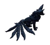 JTDZ 3D Printed Nine-Tailed Fox Figurine Multi-Jointed Movable Animal Statue Articulated China Mythology Figure Sculpture Ornament for Home Office Desktop Decor (Black)