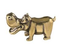 JTDZ Antique Hippo Cub Figurine Pure Copper Small Hippopotamus Statue Animal Sculptures Desktop Tea Pet Ornament for Home Office Garden Display Decor