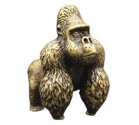 JTDZ Antique Muscle Gorilla Figurine Pure Copper Small Statue Animal Sculptures Desktop Tea Pet Ornament for Home Office Garden Display Decor