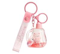JTDZ Creative Running Bear Floating Keychain Cute Pink Liquid Quicksand Animal Keyring Car Keys Bag Pendant for Women Girl