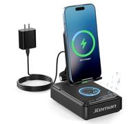 Jteman Cell Phone Stand with Bluetooth Speaker and Wireless Charger,Desktop Charging Station Stand Speaker for iPhone,Christmas Birthday Gift for Men Women (Black)